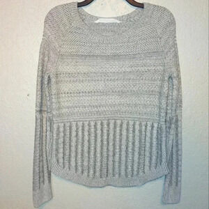 ATHLETA Womens Borealis Knit Sweater Small Gray Pullover Cableknit 459077